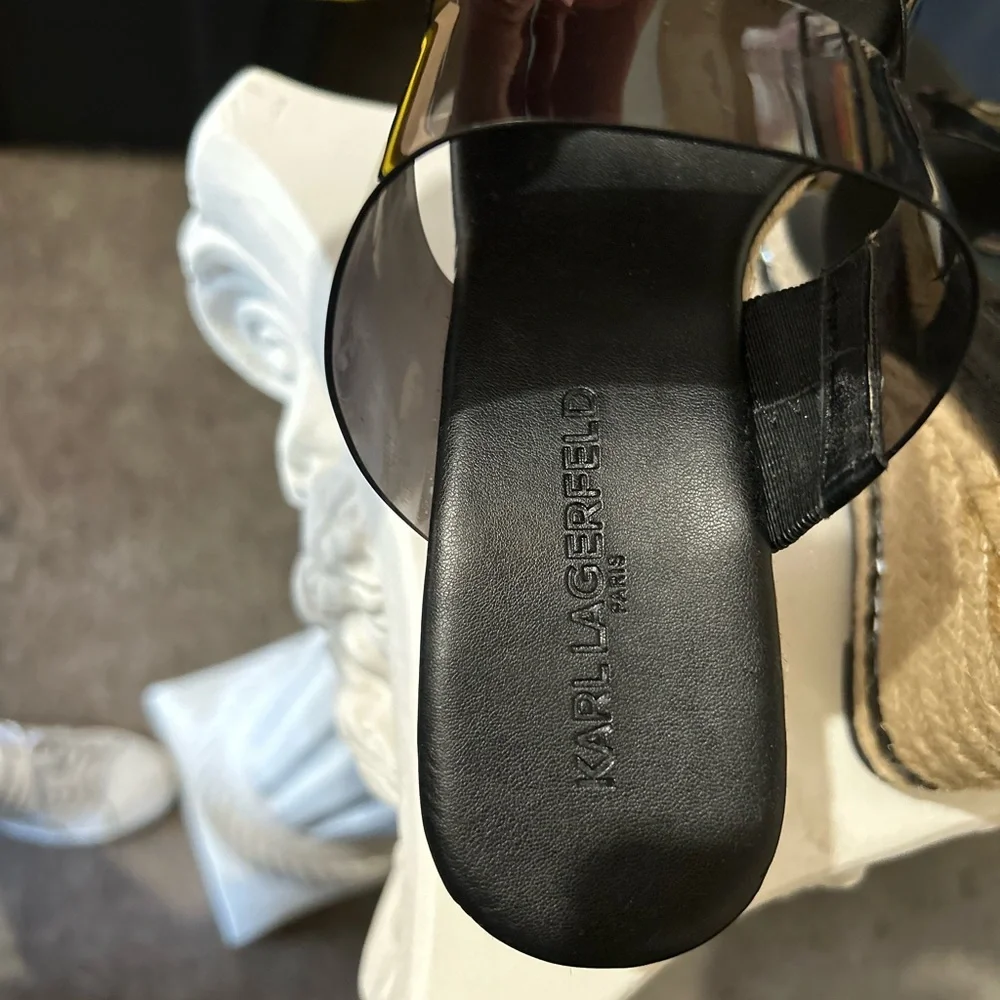 Karl Lagerfeld Black‎ Espadrille Slides